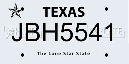 JBH5541 Texas License Plate
