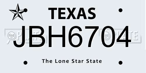 JBH6704 Texas License Plate
