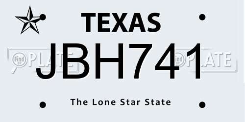 JBH741 Texas License Plate