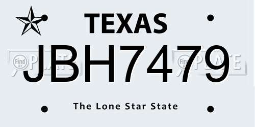 JBH7479 Texas License Plate