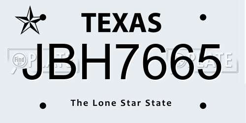 JBH7665 Texas License Plate