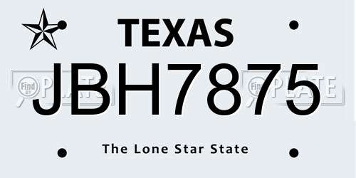 JBH7875 Texas License Plate