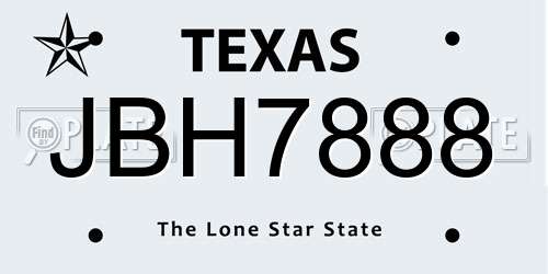 JBH7888 Texas License Plate