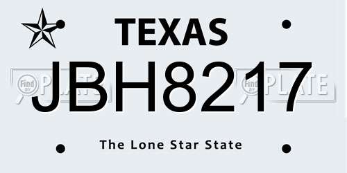 JBH8217 Texas License Plate
