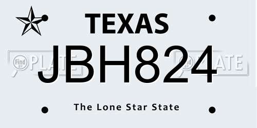 JBH824 Texas License Plate