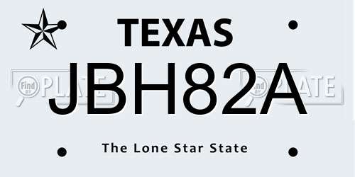 JBH82A Texas License Plate