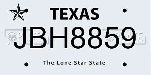 JBH8859 Texas License Plate