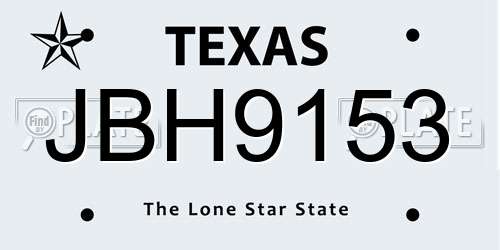 JBH9153 Texas License Plate