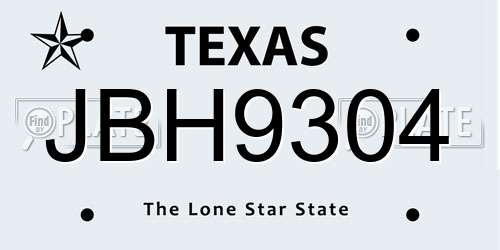 JBH9304 Texas License Plate