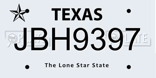 JBH9397 Texas License Plate