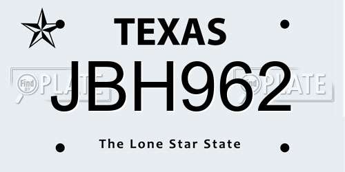 JBH962 Texas License Plate