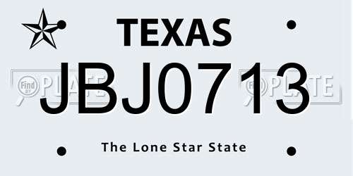 JBJ0713 Texas License Plate