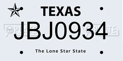 JBJ0934 Texas License Plate