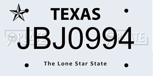 JBJ0994 Texas License Plate
