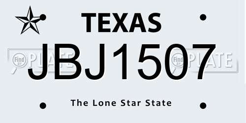 JBJ1507 Texas License Plate