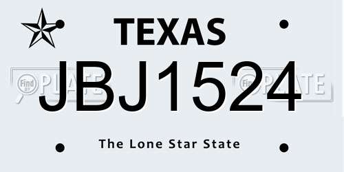 JBJ1524 Texas License Plate
