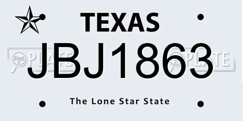 JBJ1863 Texas License Plate