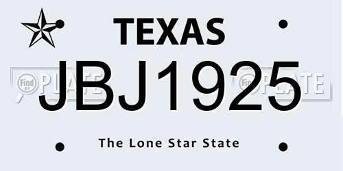 JBJ1925 Texas License Plate