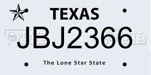 JBJ2366 Texas License Plate