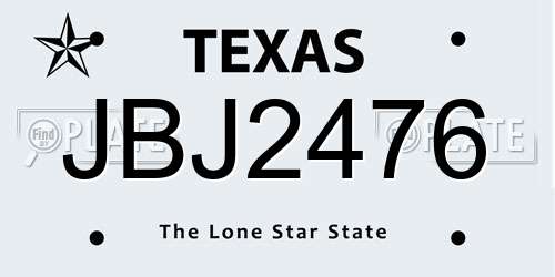 JBJ2476 Texas License Plate