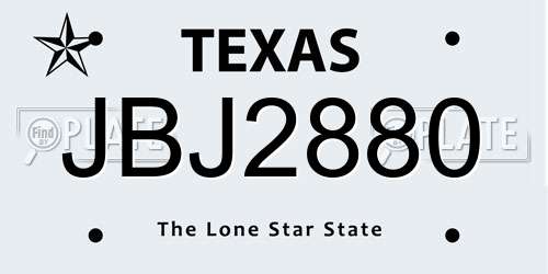 JBJ2880 Texas License Plate