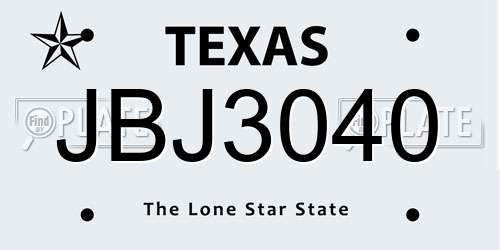 JBJ3040 Texas License Plate