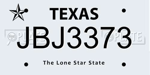 JBJ3373 Texas License Plate