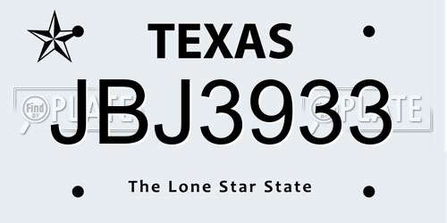 JBJ3933 Texas License Plate