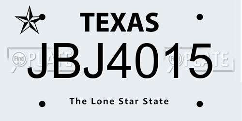 JBJ4015 Texas License Plate