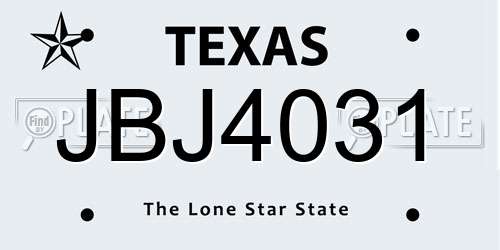 JBJ4031 Texas License Plate
