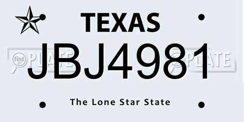JBJ4981 Texas License Plate