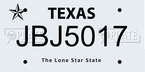JBJ5017 Texas License Plate