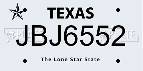 JBJ6552 Texas License Plate