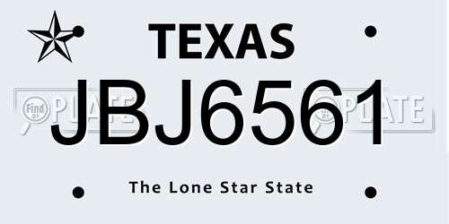 JBJ6561 Texas License Plate