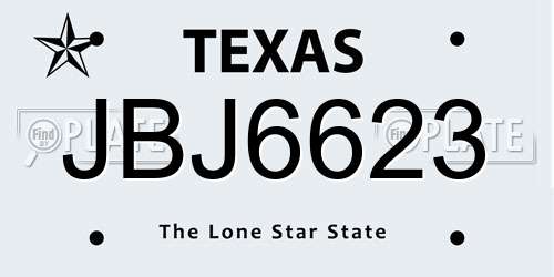 JBJ6623 Texas License Plate