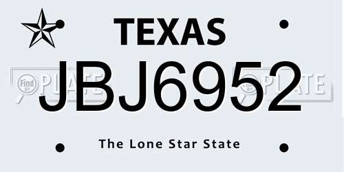 JBJ6952 Texas License Plate