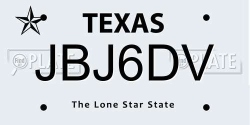 JBJ6DV Texas License Plate
