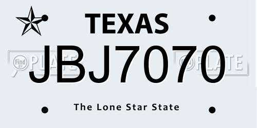 JBJ7070 Texas License Plate