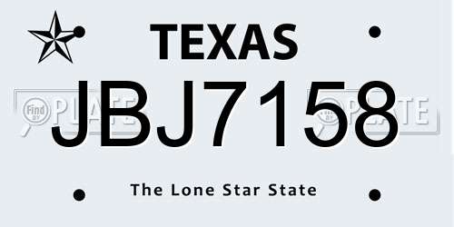 JBJ7158 Texas License Plate