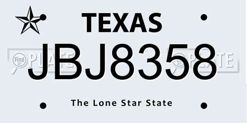 JBJ8358 Texas License Plate