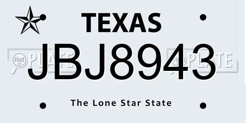 JBJ8943 Texas License Plate