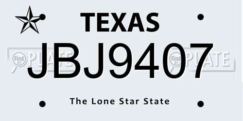 JBJ9407 Texas License Plate