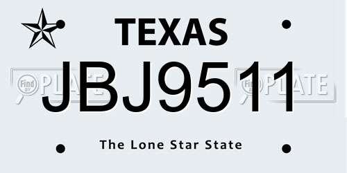 JBJ9511 Texas License Plate