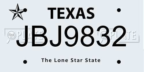 JBJ9832 Texas License Plate