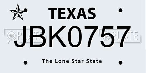 JBK0757 Texas License Plate