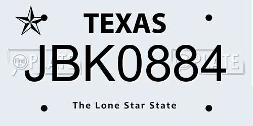 JBK0884 Texas License Plate