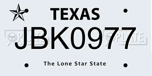 JBK0977 Texas License Plate