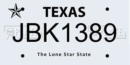 JBK1389 Texas License Plate