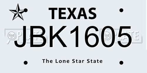 JBK1605 Texas License Plate