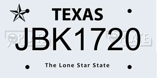 JBK1720 Texas License Plate